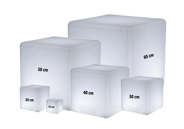 7even LED Design Cube 60 / LED Leucht Sitzwürfel / In und Outdoor / Akku und IR-Fernbedienung, 60cm