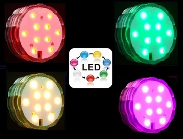 LED- Untersetzer in 4 verschiedenen Farben