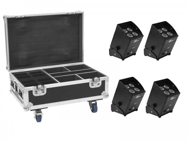 EUROLITE Set 4x AKKU IP UP-4 Plus HCL Spot WDMX + Case mit Ladefunktion // EUROLITE Set 4x AKKU IP UP-4 Plus HCL Spot WDMX + Case with charging funktion1