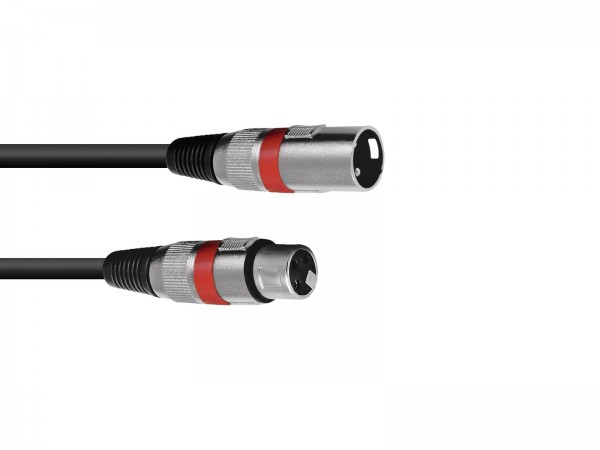 OMNITRONIC XLR Kabel 3pol 1,5m sw/rt // OMNITRONIC XLR cable 3pin 1.5m bk/rd