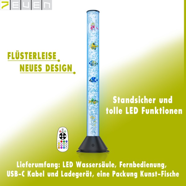 LED-Design & Sprudel-Wassersäule mit Fernbedienung 100cm hoch!