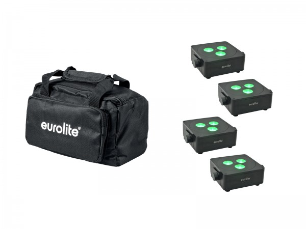 EUROLITE Set 4x AKKU IP Flat Light 3 sw + Soft-Bag // EUROLITE Set 4x AKKU IP…