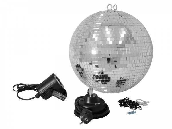 Eurolite Spiegelkugelset 30cm mit LED-Spot // Eurolite Mirror Ball Set 30cm w…