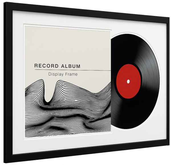 7even Vinyl-Schallplattenrahmen für die Wand - Doppelrahmen aus Holz, mit Acryl Scheibe (schwarz)