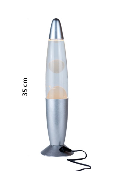 LED Lava Lampe Rakete 35cm Silber - Weiss