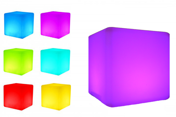 7even LED Design Cube 50/ LED Leucht Sitzwürfel / In und Outdoor / Akku und Fernbedienung (IR) 50cm