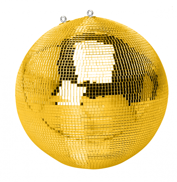 Spiegelkugel mit Sicherheitsöse 50cm gold // Discokugel – Mirrorball 50cm gold