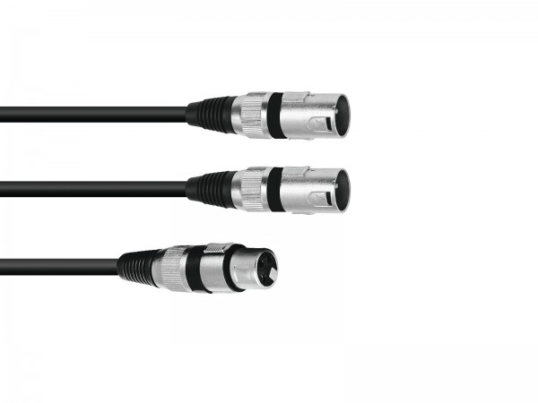 OMNITRONIC Adapterkabel XLR(F)/2xXLR(M) 3m sw // OMNITRONIC Adaptercable XLR(F)/2xXLR(M) 3m bk1