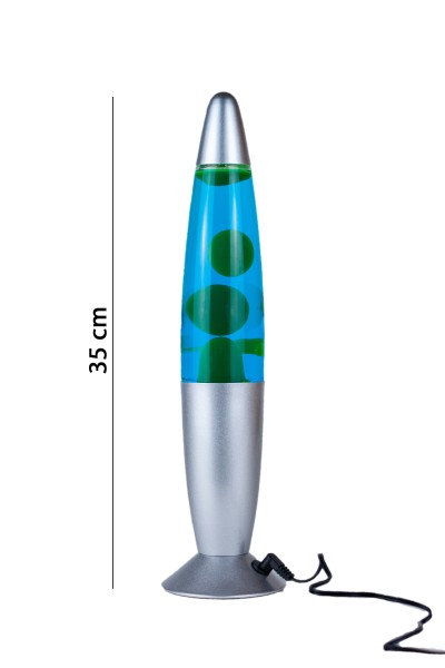 LED Lava Lampe Rakete 35cm Silber - Grün Blau