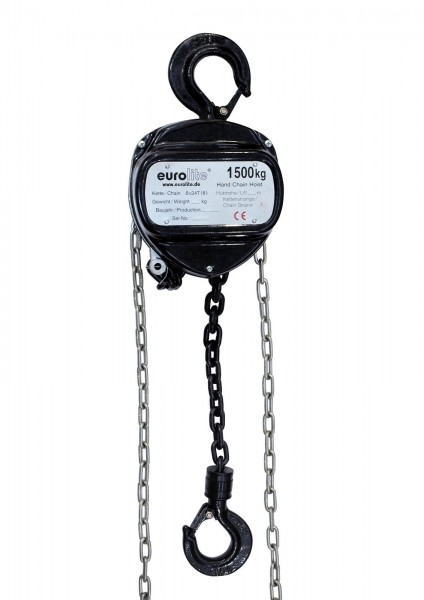 EUROLITE Kettenzug 6M/1.5T schwarz // EUROLITE Chain Hoist 6M/1.5T black