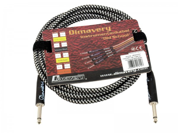 DIMAVERY Instrumenten-Kabel, 3m, sw/sil // DIMAVERY Instrument-cable, 3m, bk/sil