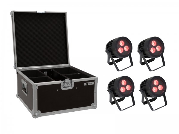 EUROLITE Set 4x LED IP PAR 3x9W SCL Spot + Case // EUROLITE Set 4x LED IP PAR…