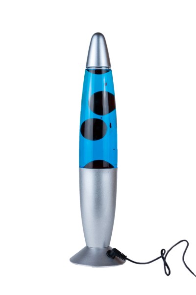 LED Lava Lampe Rakete 35cm Silber - Rot Blau