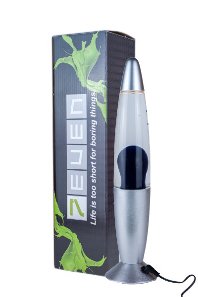 LED Lava Lampe Rakete 35cm Silber - Purple Klar