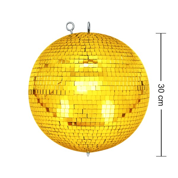 Spiegelkugel mit Sicherheitsöse 30cm gold // Discokugel - Mirrorball 30cm gold
