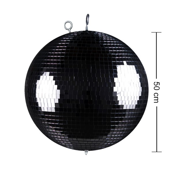 Spiegelkugel mit Sicherheitsöse 50cm schwarz // Discokugel - Mirrorball 50cm schwarz